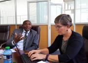 EIFL-PLIP Capacity Building Manager (and blog author) Susan Schneur interviews KNLS Director Richard Atuti about staff development needs during the meeting of the cross-departmental working group of KNLS staff in May 2017.