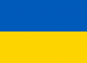 Flag of Ukraine, blue band on gold band.