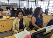 Public librarians, with computers, in a training session, in class, in Windhoek, Namibia.
