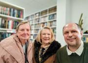 Left to right: Aldona Zilinskas, a patron of the Lithuanian Audiosensory Library at the Grigorijus Kanovicius Public Library with Audrone Surosas-Sulkaite and Linas Tatarūnas, Chief Librarian, Rukla Branch. Photo by Linas Tatarūnas.