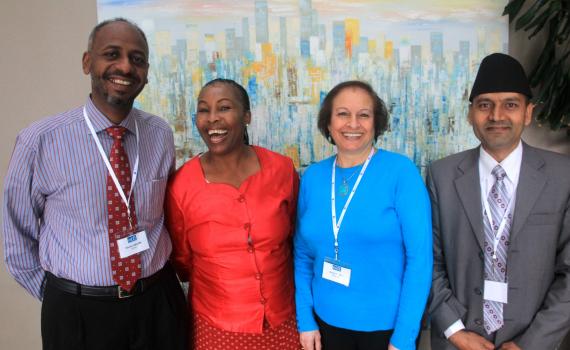 From left: Khalid Abusin EIFL Country Coordinator from Sudan, Naniki Maphakwane EIFL Country Coordinator from Botswana, Diana Jeries Sayej-Naser (West Bank), EIFL Country Coordinator from Palestinian and Jagadish Aryal, EIFL Country Coordinator from Nepal.