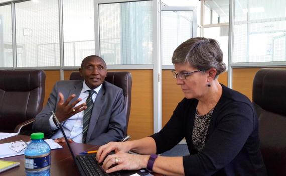 EIFL-PLIP Capacity Building Manager (and blog author) Susan Schneur interviews KNLS Director Richard Atuti about staff development needs during the meeting of the cross-departmental working group of KNLS staff in May 2017.