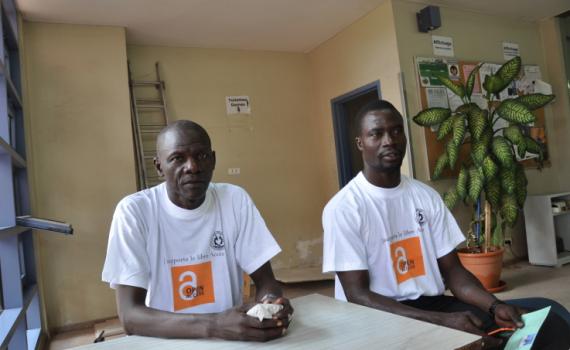 Open access team from the University Cheikh Anta Diop de Dakar (UCAD) in Senegal waits to speak to students during International Open Access Week celebrations on October 23. Photo courtesy of Mandiaye Ndiaye.