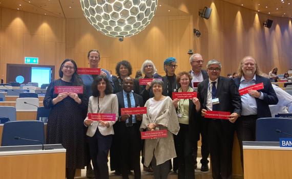 EIFL’s Teresa Hacket, front row, second from the right, with members of the A2K Coalition.