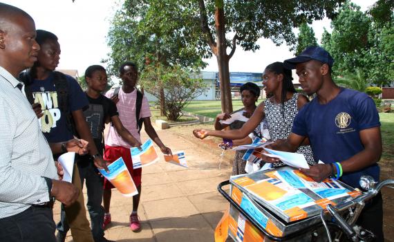 Students at Harare University of Technology in Zimbabwe distributing pamphlets supporting open access. 